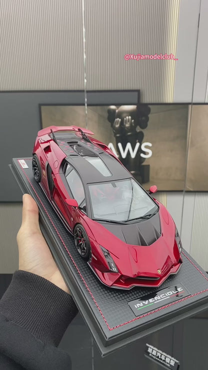 MR 1/18 Lamborghini Invencible coche deportivo con techo rígido rojo metalizado modelo de coche de edición limitada